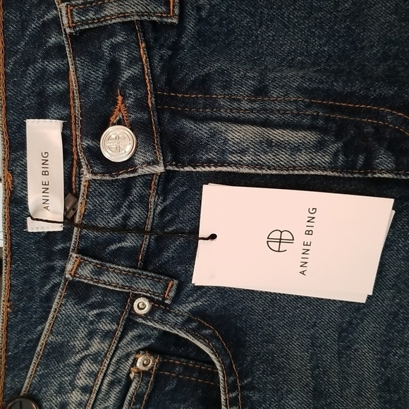 💕ANINE BING💕 Kaia Jean 90s High Rise Straight Leg Wide Flare Blue Denim 28 NWT - Picture 14 of 16